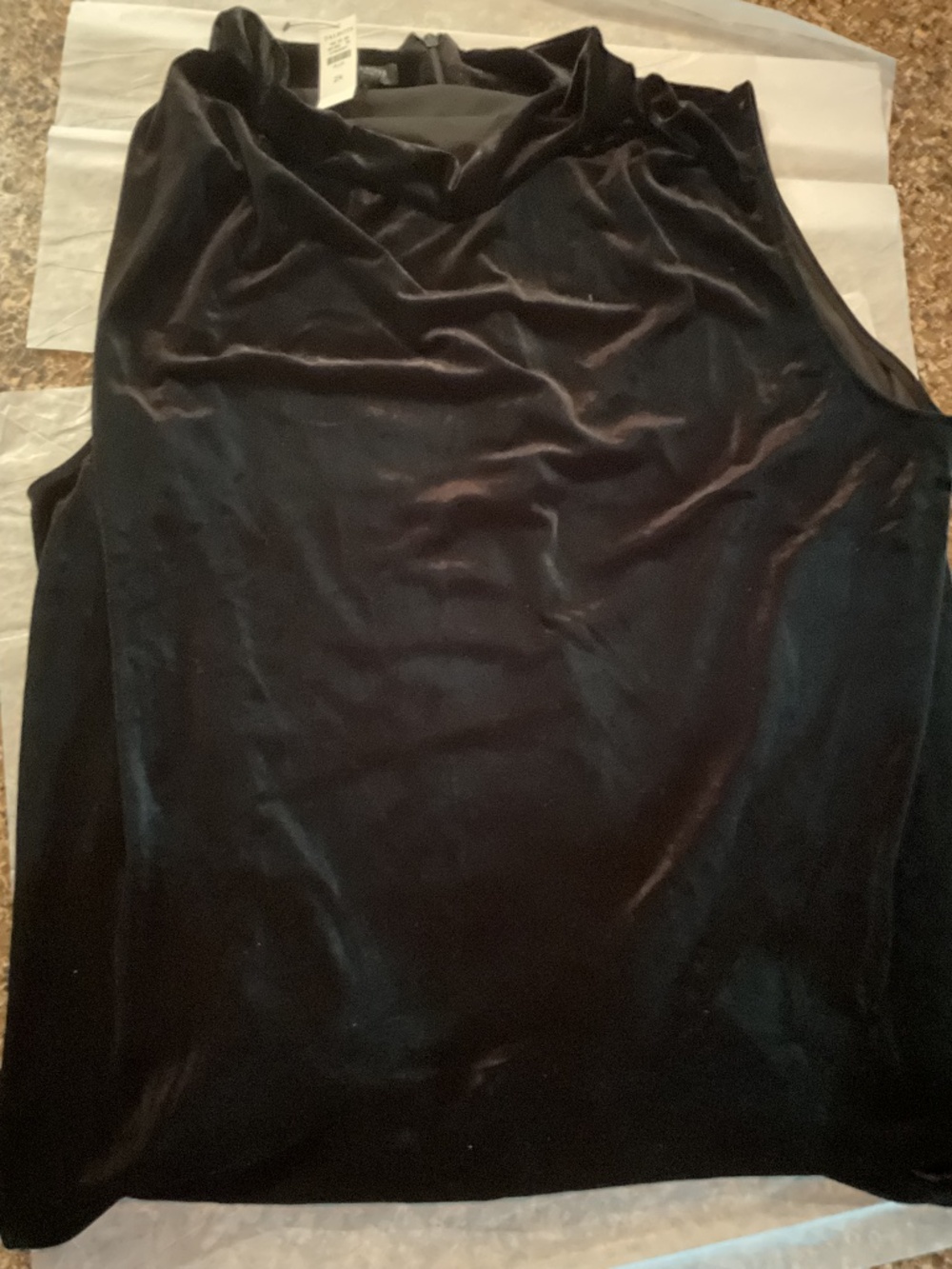 Black velvet sleeveless top
